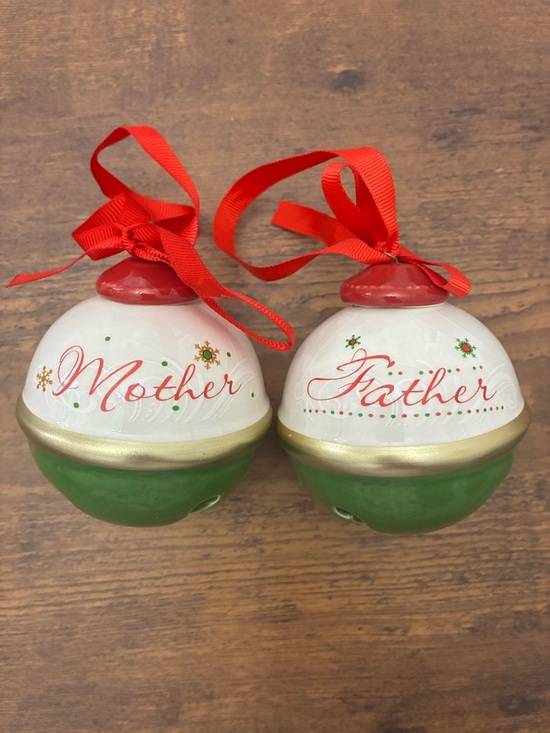 None Other - Mother & Father Ceramic Christmas Bell Ornaments